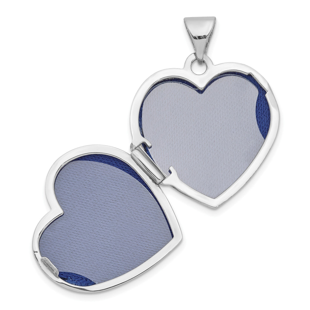 14k White Gold Heart Locket Pendant with Tree of Life on Blue Enamel Background