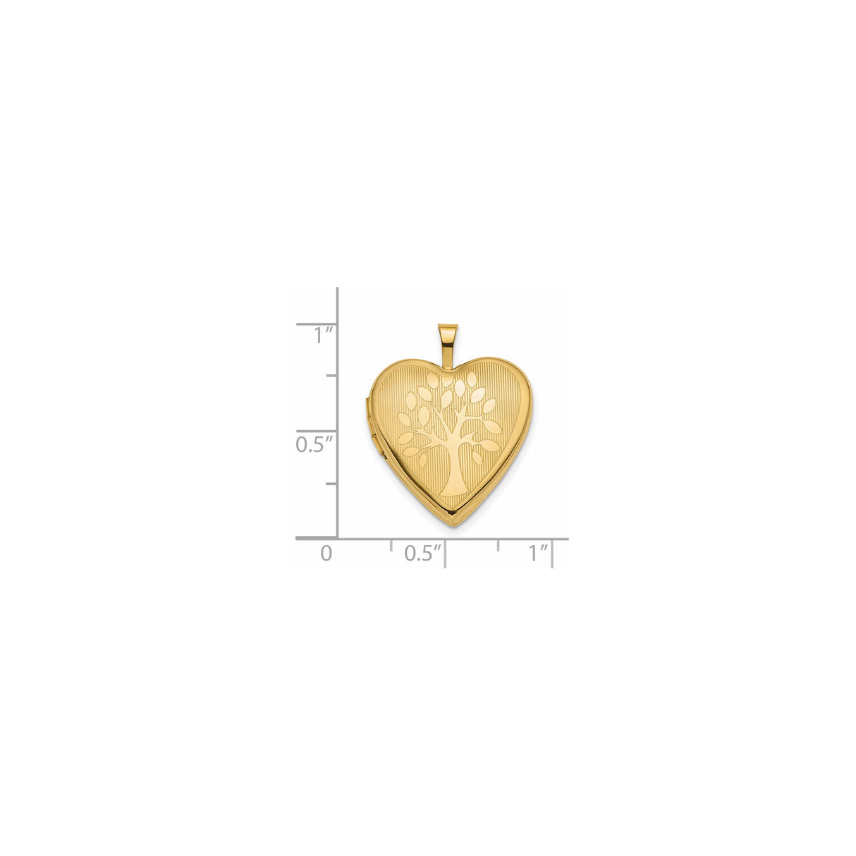 14k Yellow Gold Heart Locket Pendant with Tree of Life Symbol for Women