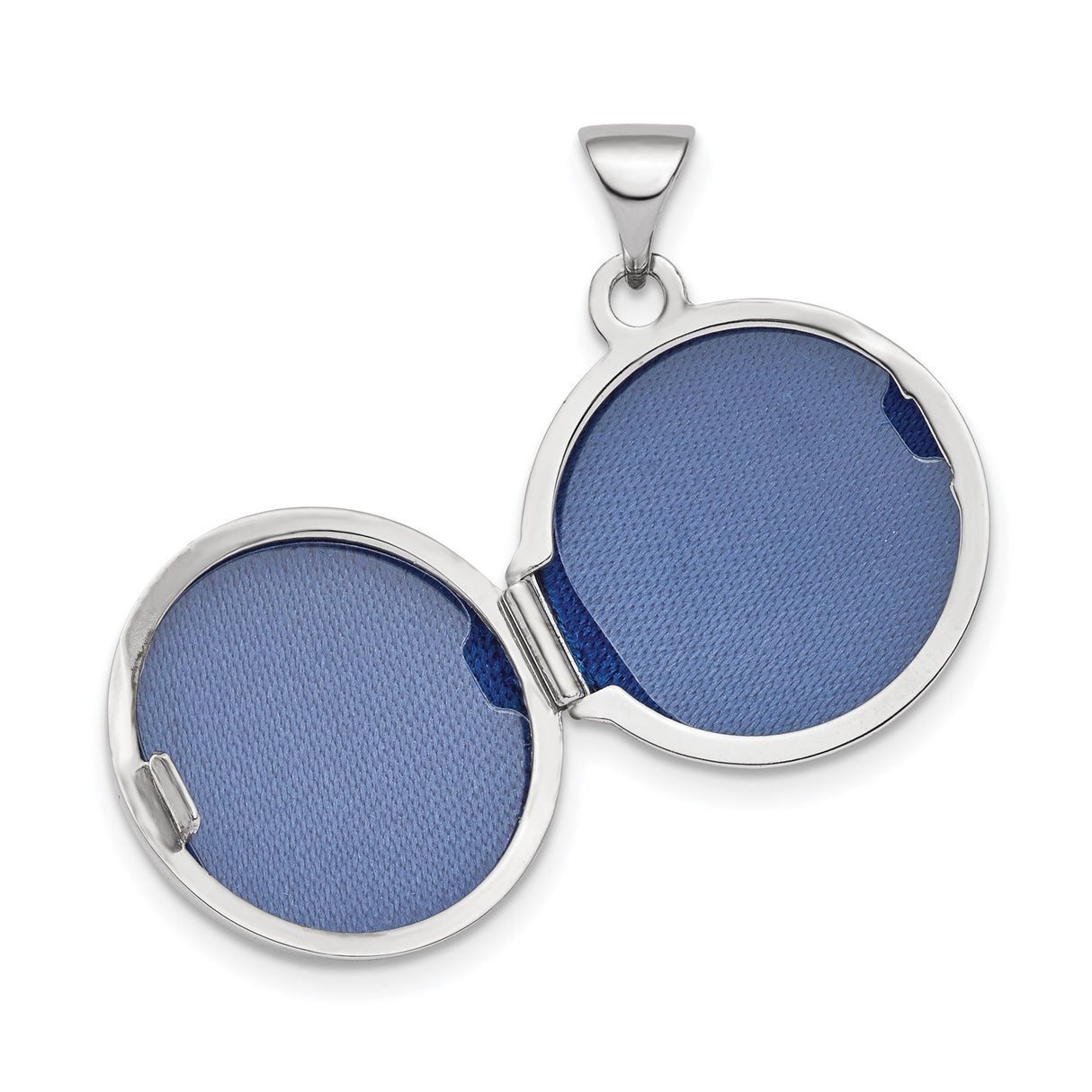 14k White Gold Round Locket Pendant, Smooth Polished Keepsake Style for Women