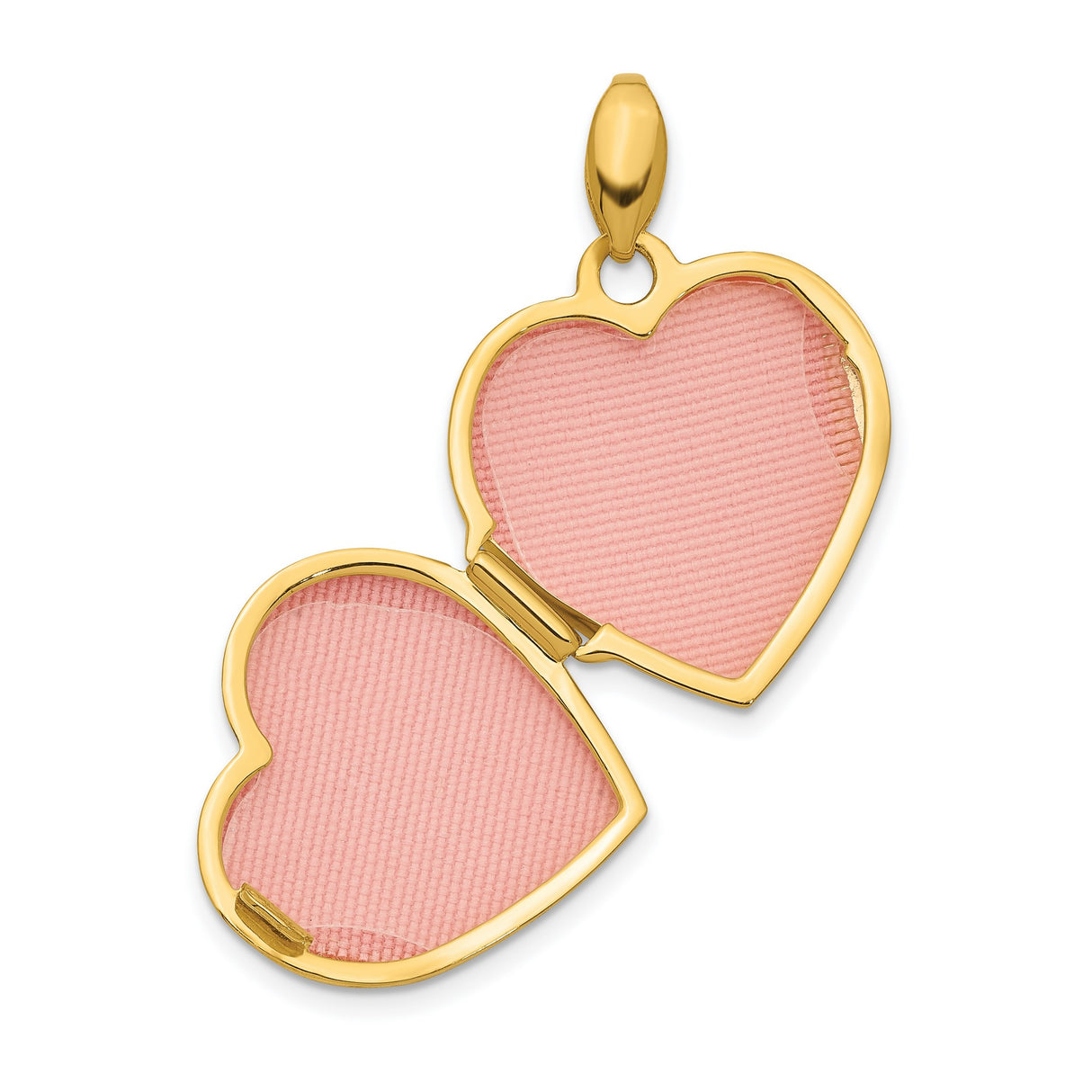 14k Yellow Gold Heart Locket Pendant with Crown Engraving and Diamond for Girls