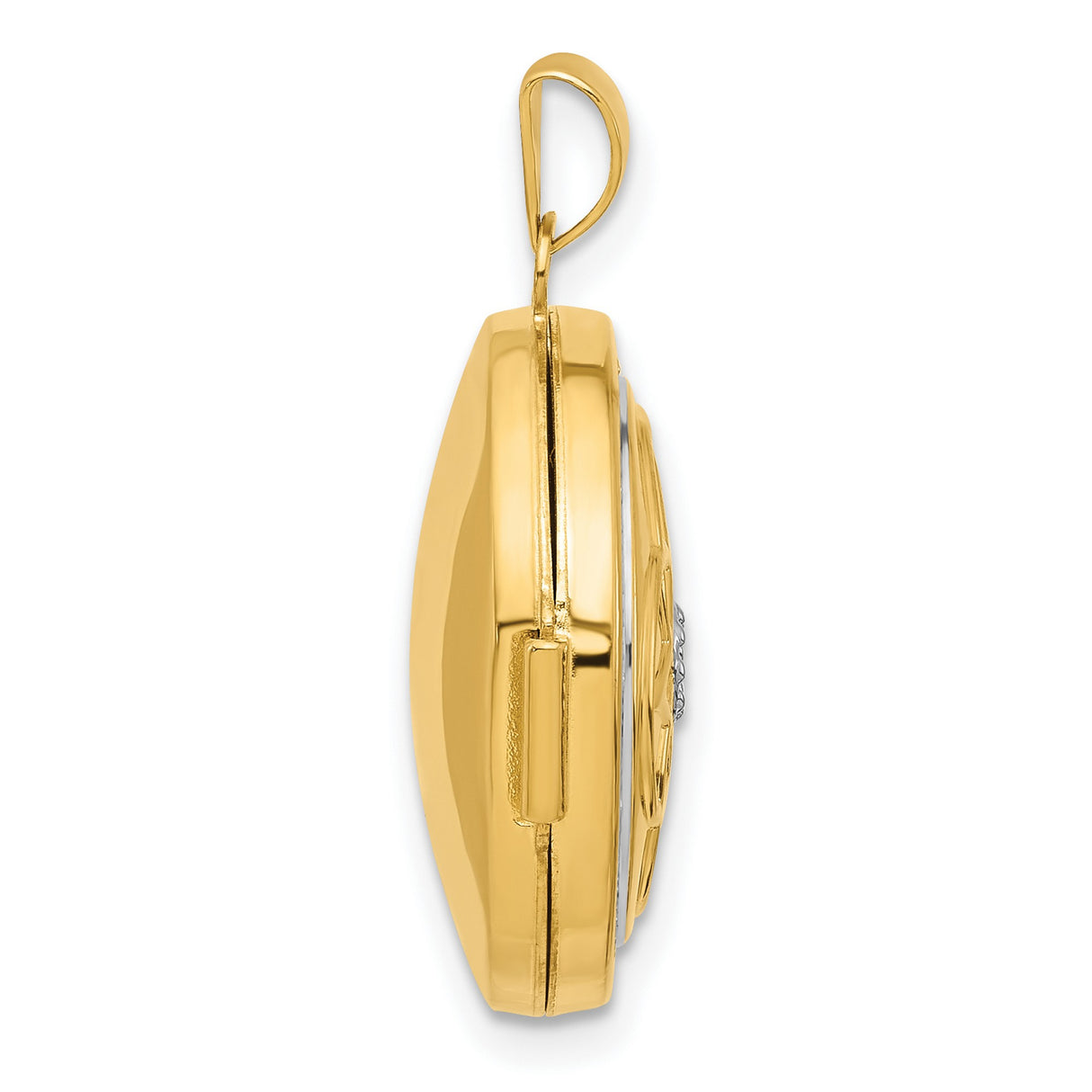 14k Multi-Tone Gold Round Locket Pendant with Diamond Accent, Celtic Knot and Milgrain Detailing