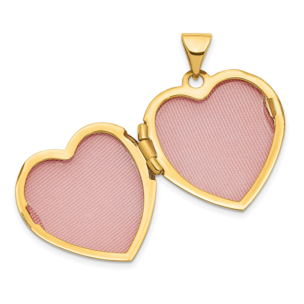 14k Yellow Gold Heart Locket Pendant with Embossed Scroll Design for Women