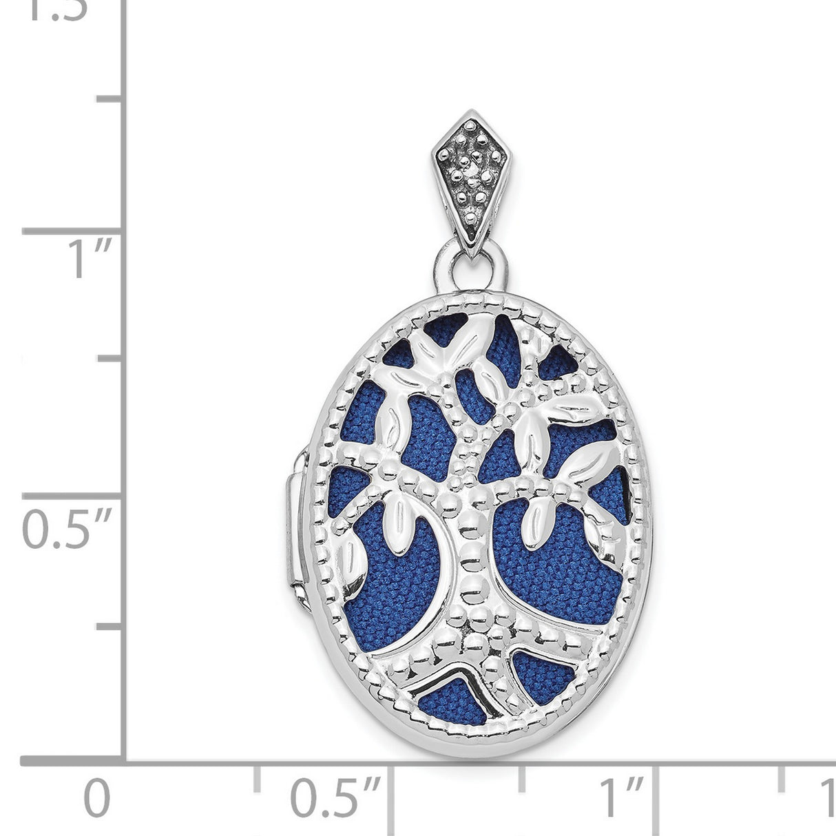 14k White Gold Oval Locket Pendant with Tree of Life Design for Women