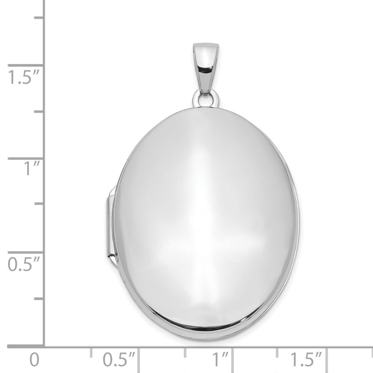 14k White Gold Oval Locket Pendant, Smooth Polished Hinged Photo Keepsake for Women