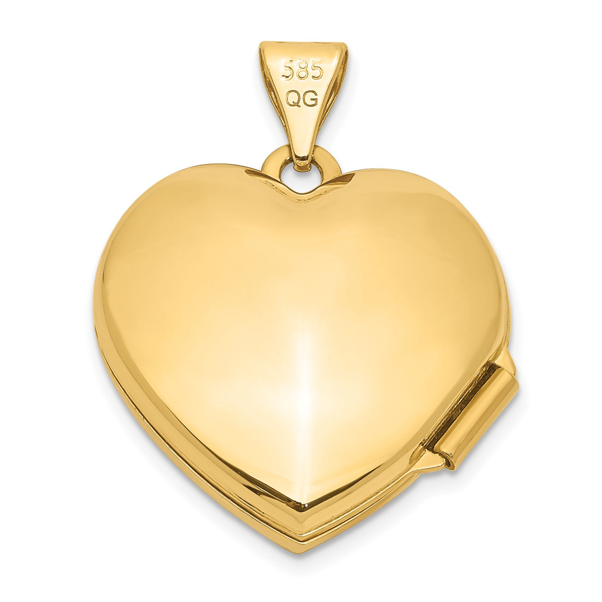 14k Yellow Gold Heart Locket Pendant with Embossed Two Hearts and Scroll Detailing