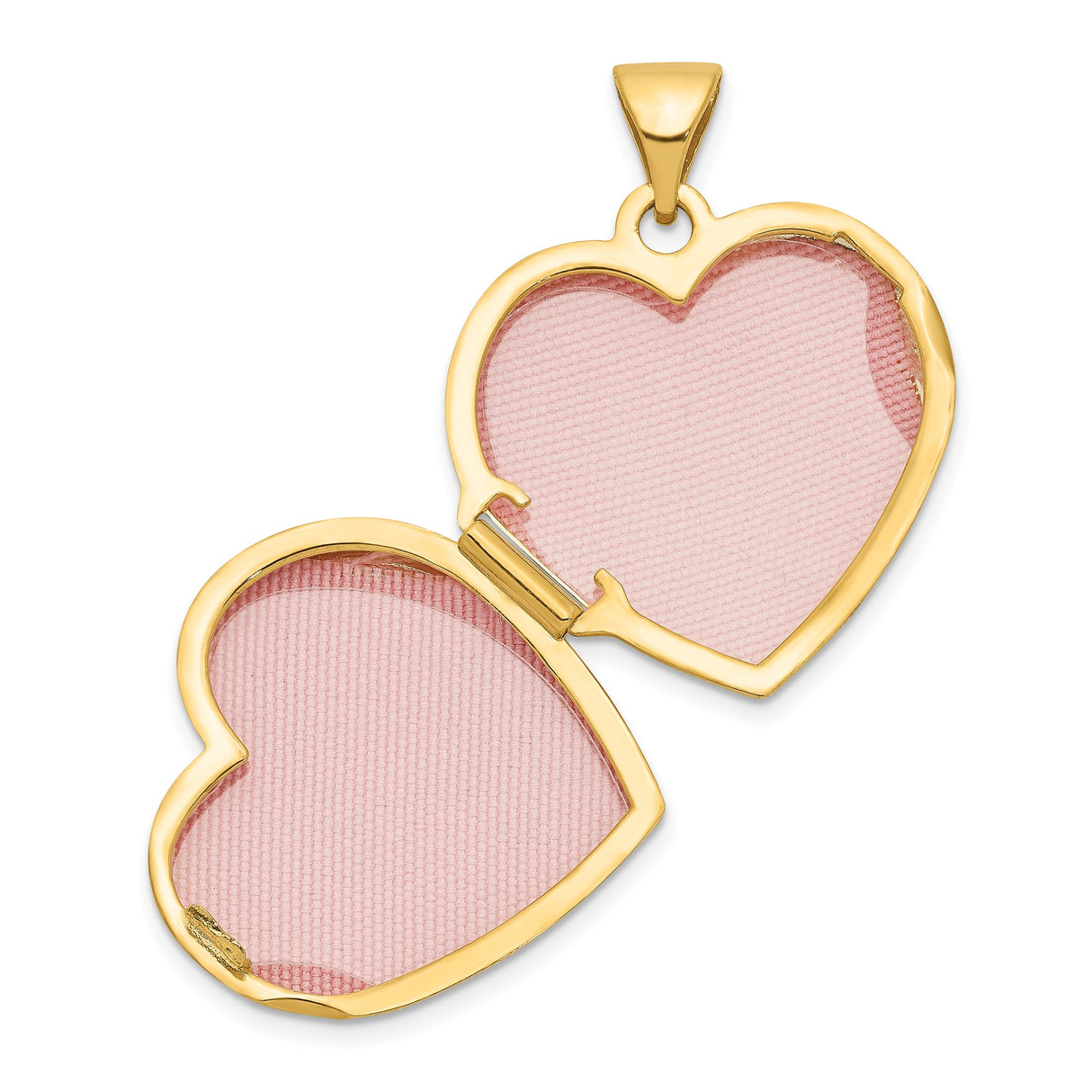 14k Yellow Gold Heart Locket Pendant with Embossed Two Hearts and Scroll Detailing
