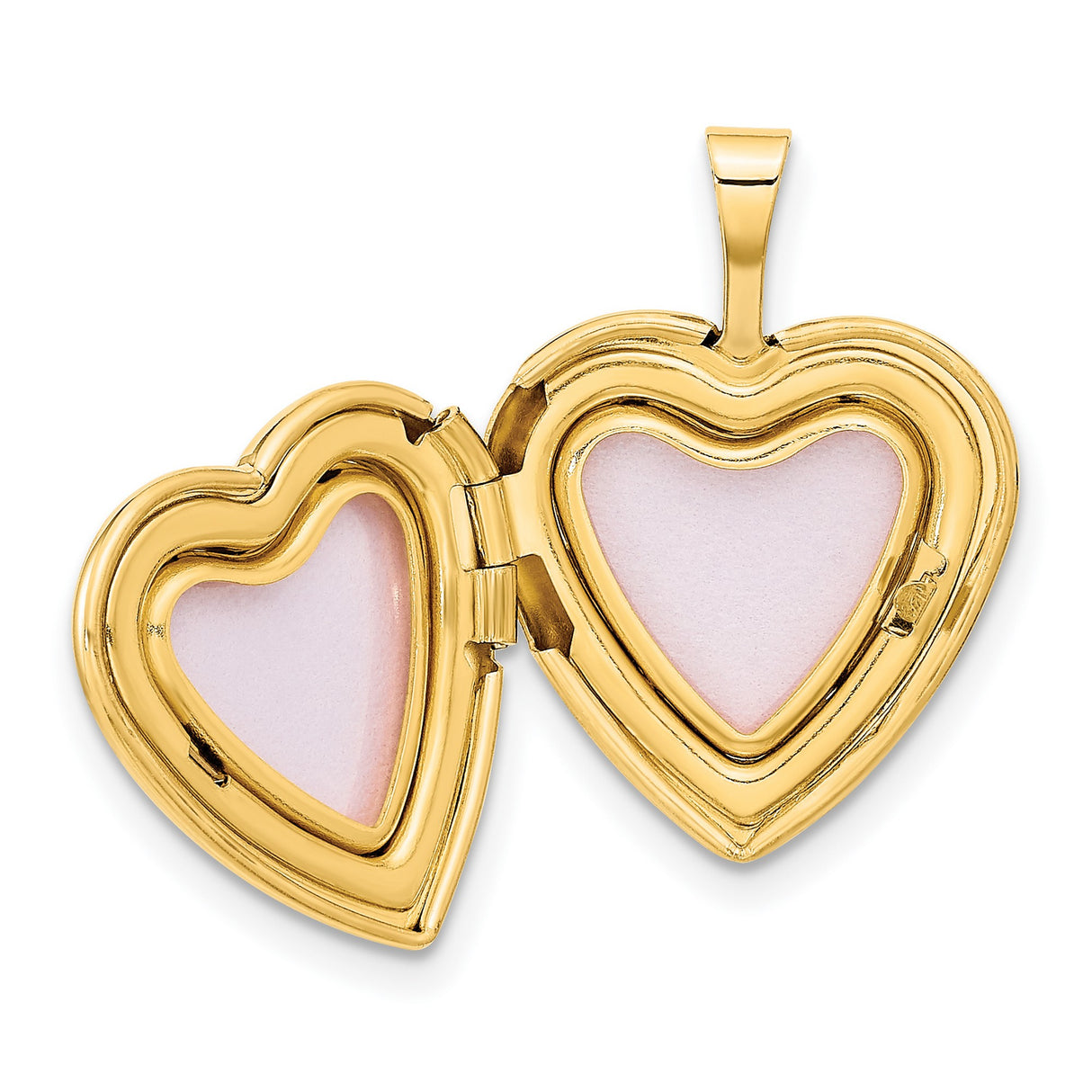 14k Yellow Gold Heart Locket Pendant, Smooth Finish, Classic Polished Keepsake Jewelry