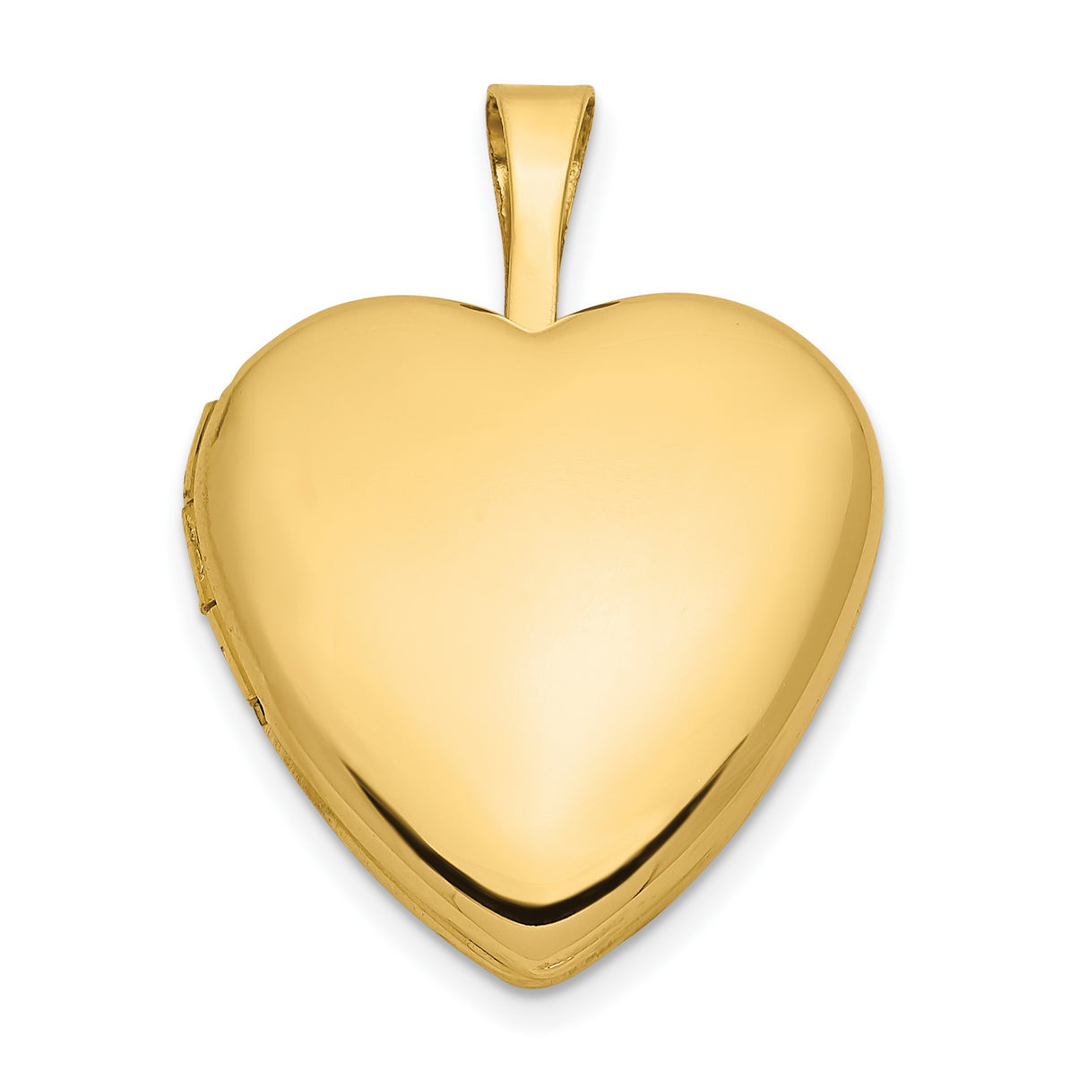 14k Yellow Gold Heart Locket Pendant, Smooth Finish, Classic Polished Keepsake Jewelry