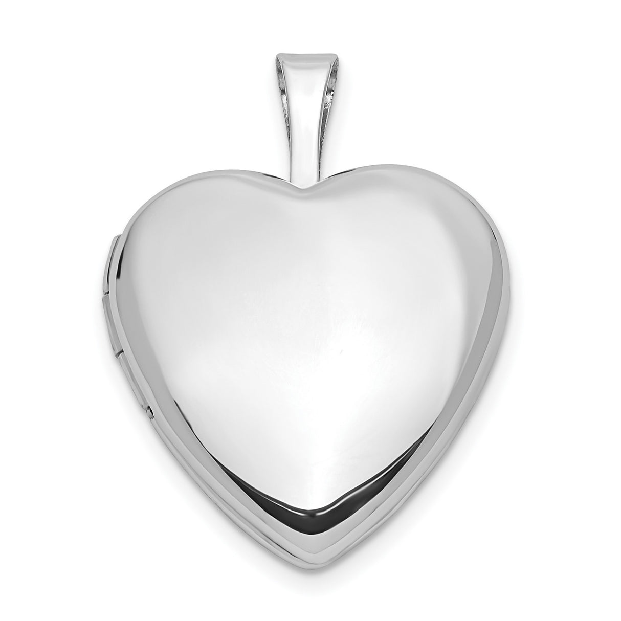 14k White Gold Heart Locket Pendant, Polished Finish, Romantic Minimalist Jewelry for Women