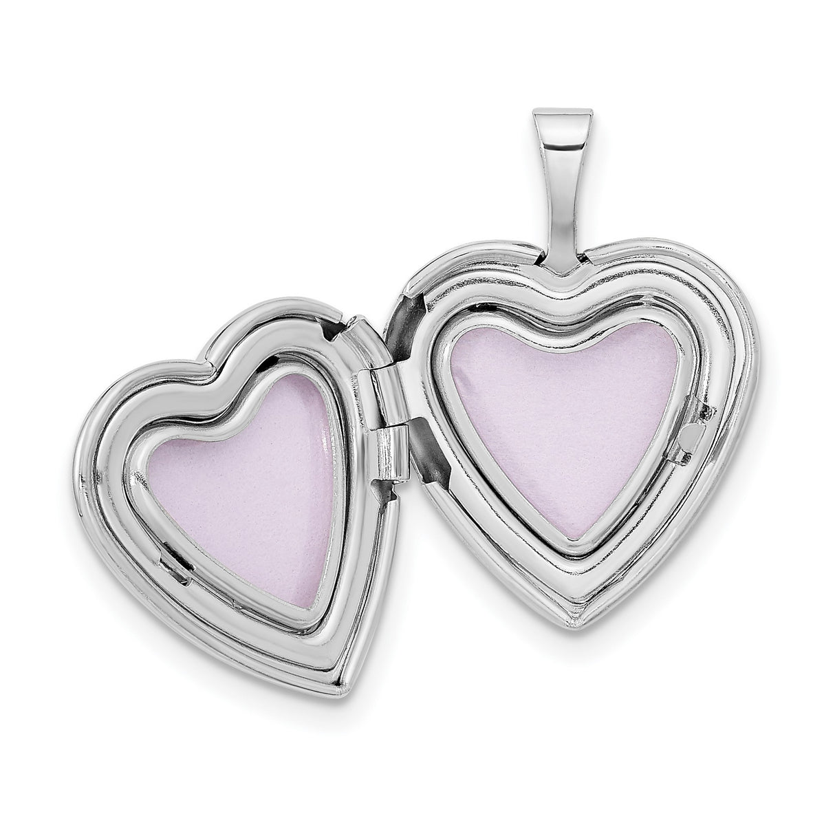 14k White Gold Heart Locket Pendant, Polished Finish, Romantic Minimalist Jewelry for Women
