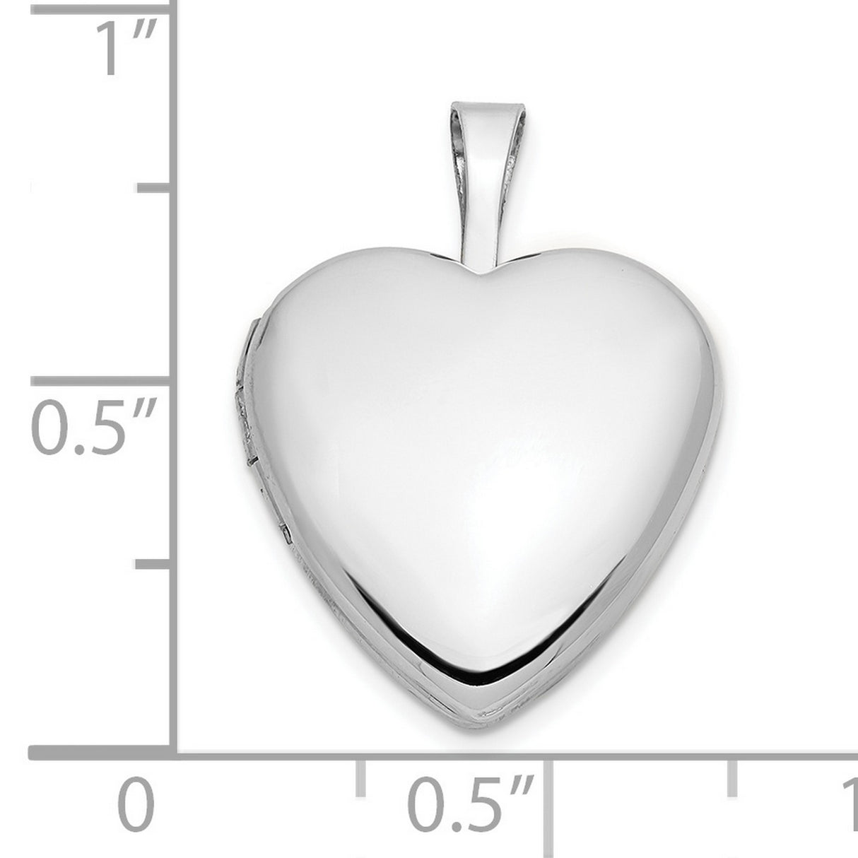 14k White Gold Heart Locket Pendant, Polished Finish, Romantic Minimalist Jewelry for Women