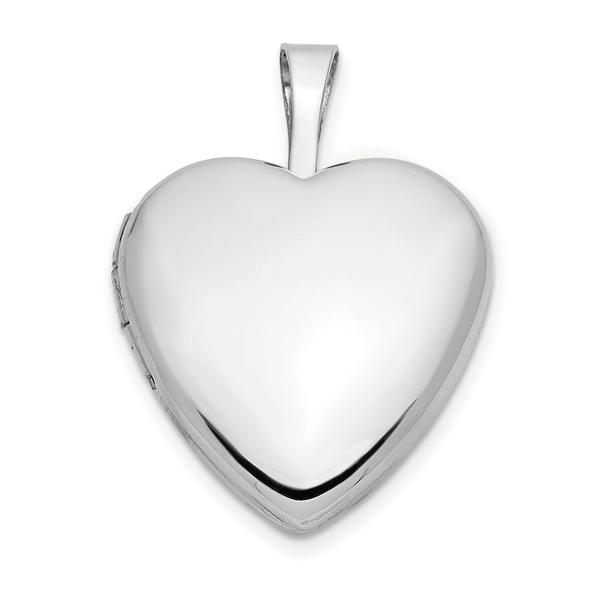 14k White Gold Heart Locket Pendant, Polished Finish, Romantic Minimalist Jewelry for Women