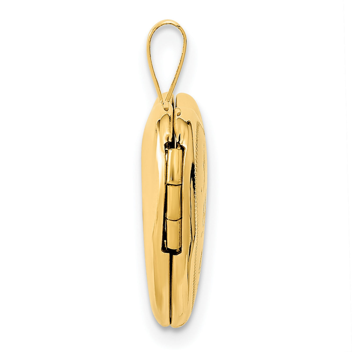 14k Yellow Gold Heart Locket Pendant with I Love You Engraving, Polished Satin Finish