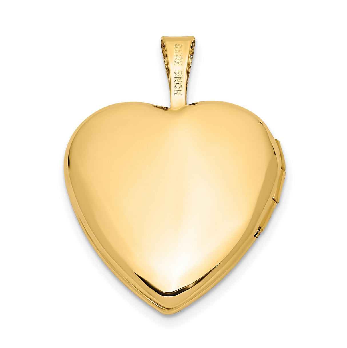 14k Yellow Gold Heart Locket Pendant with I Love You Engraving, Polished Satin Finish