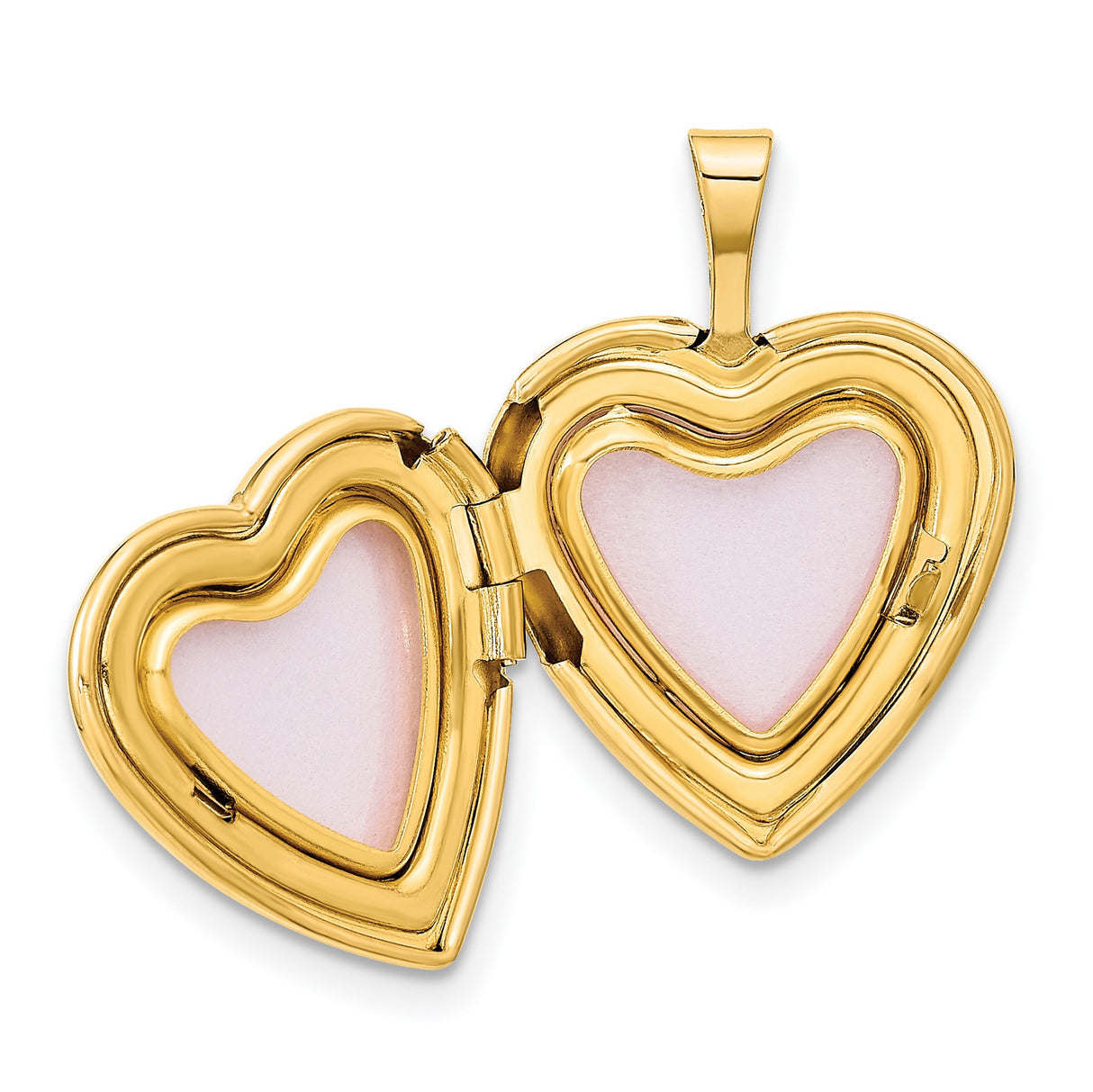 14k Yellow Gold Heart Locket Pendant with I Love You Engraving, Polished Satin Finish