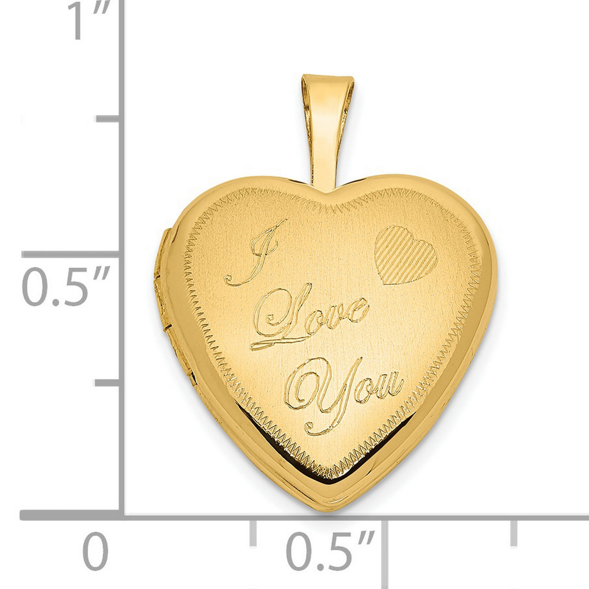 14k Yellow Gold Heart Locket Pendant with I Love You Engraving, Polished Satin Finish