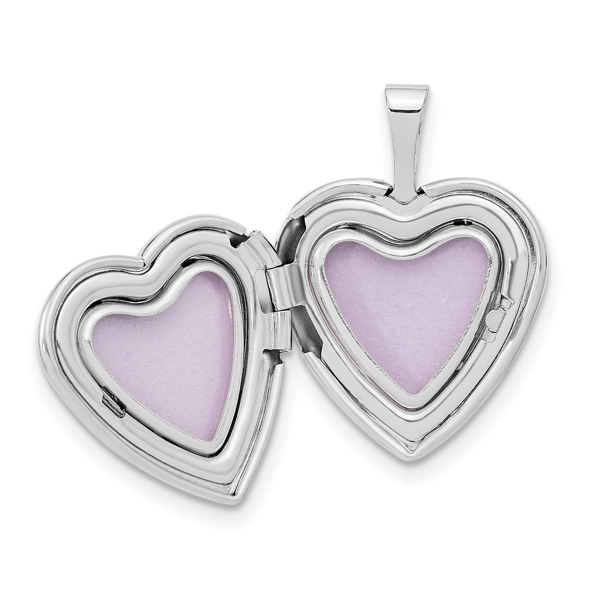 14k White Gold Heart Locket Pendant with I Love You Message, Satin Finish, Romantic Keepsake Jewelry