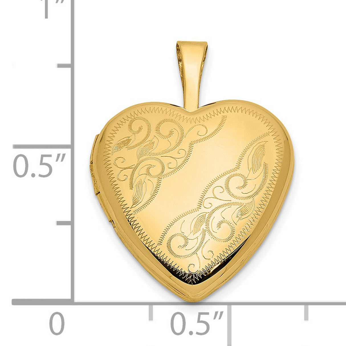 14k Yellow Gold Heart Locket Pendant with Floral and Scroll Engraving, Vintage Keepsake Jewelry