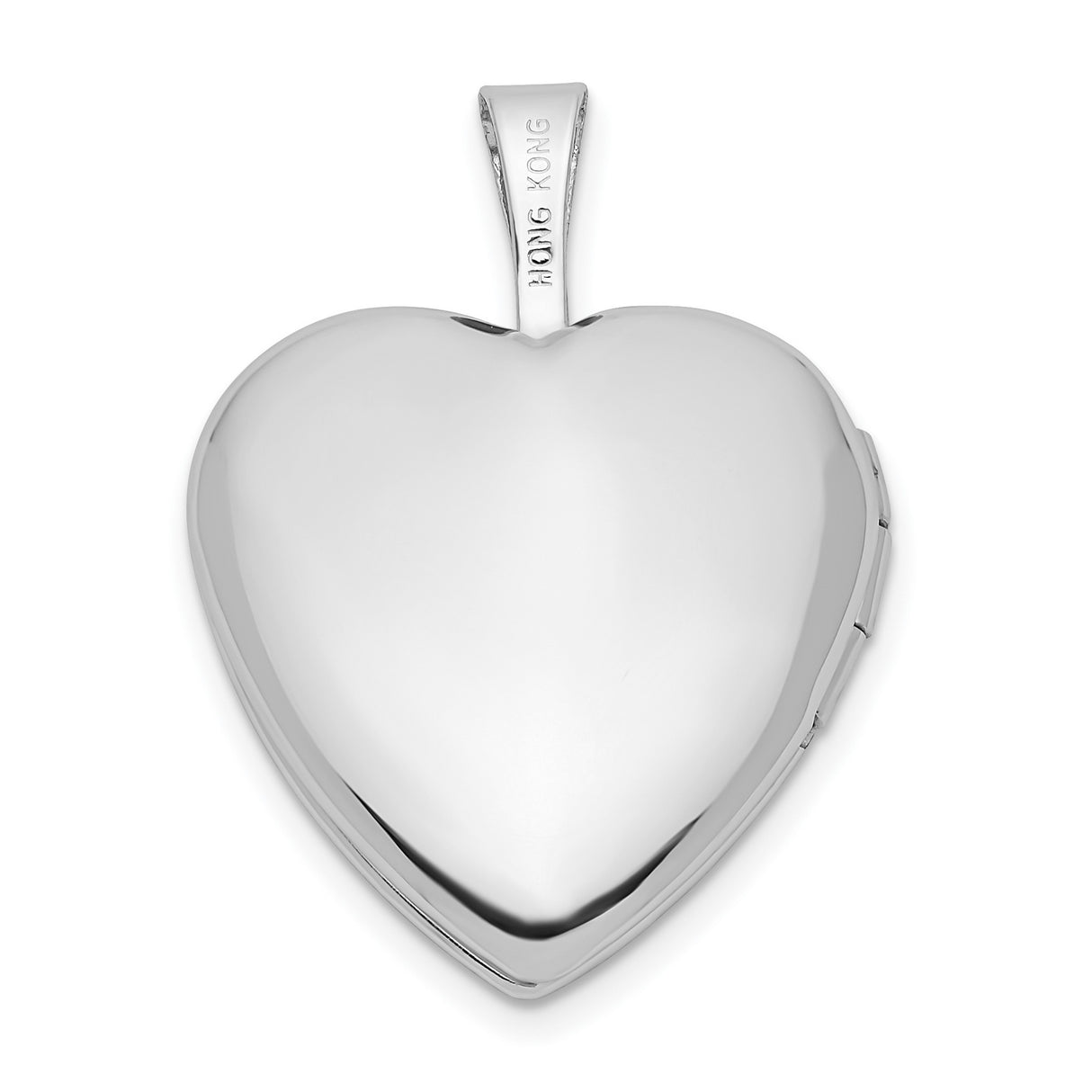 14k White Gold Heart Locket Pendant with Diamond Starburst Engraving