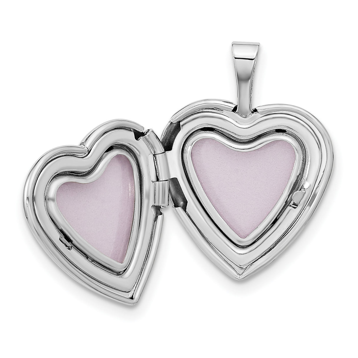 14k White Gold Heart Locket Pendant with Double Heart Design for Women