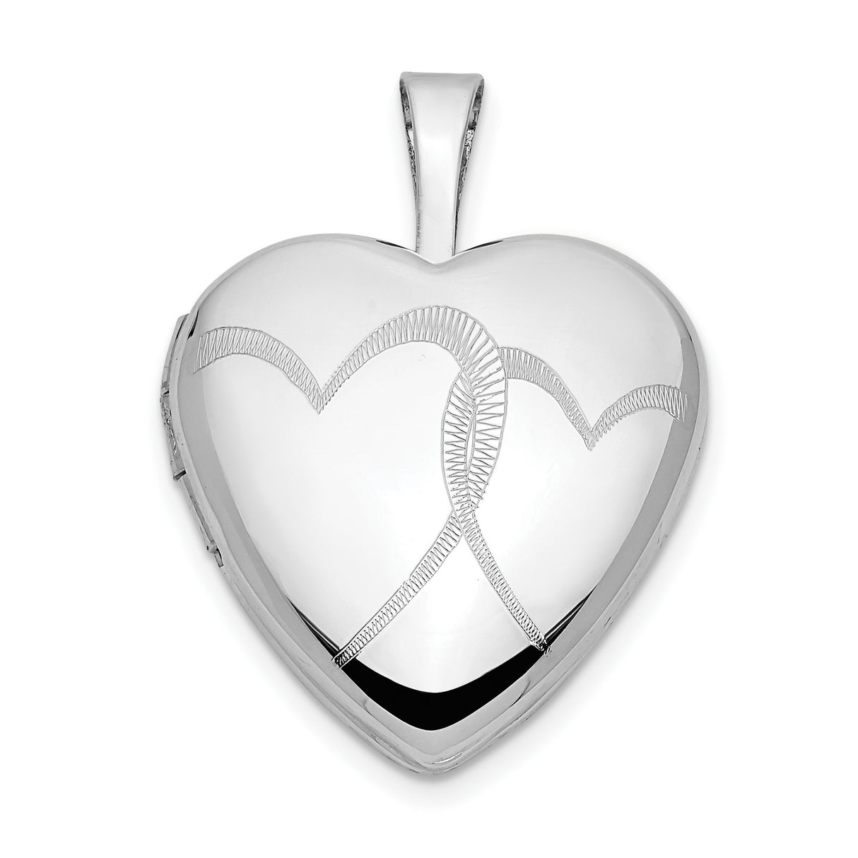 14k White Gold Heart Locket Pendant with Double Heart Design for Women