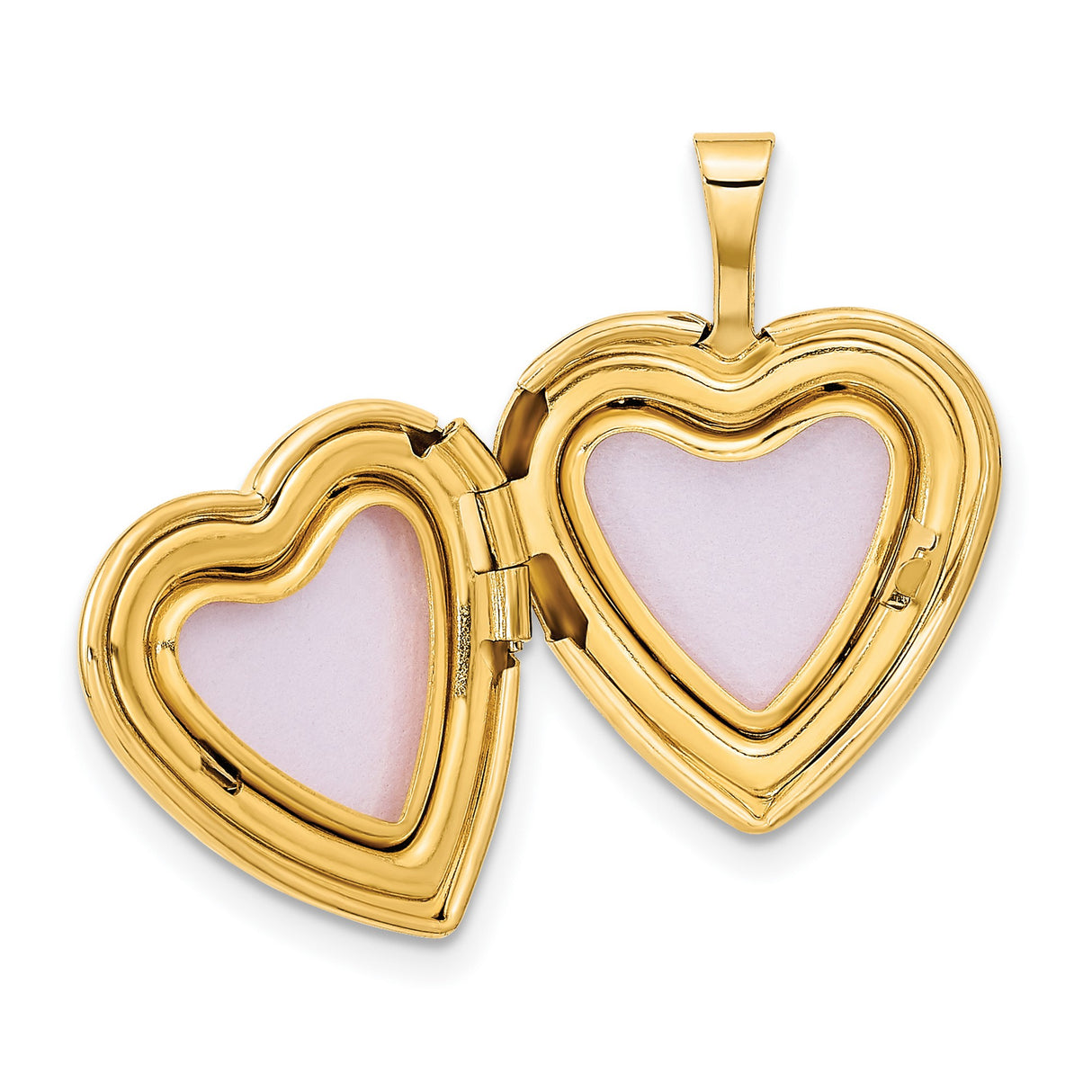 14k Yellow Gold Heart Locket Pendant with Raised Cross and Floral Accents