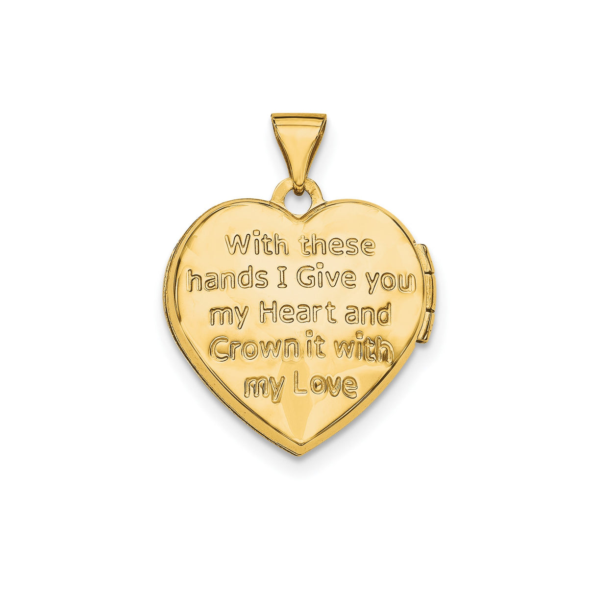 14k Yellow Gold Claddagh Heart Locket Pendant with Diamond Accent, Celtic Symbol of Love and Loyalty