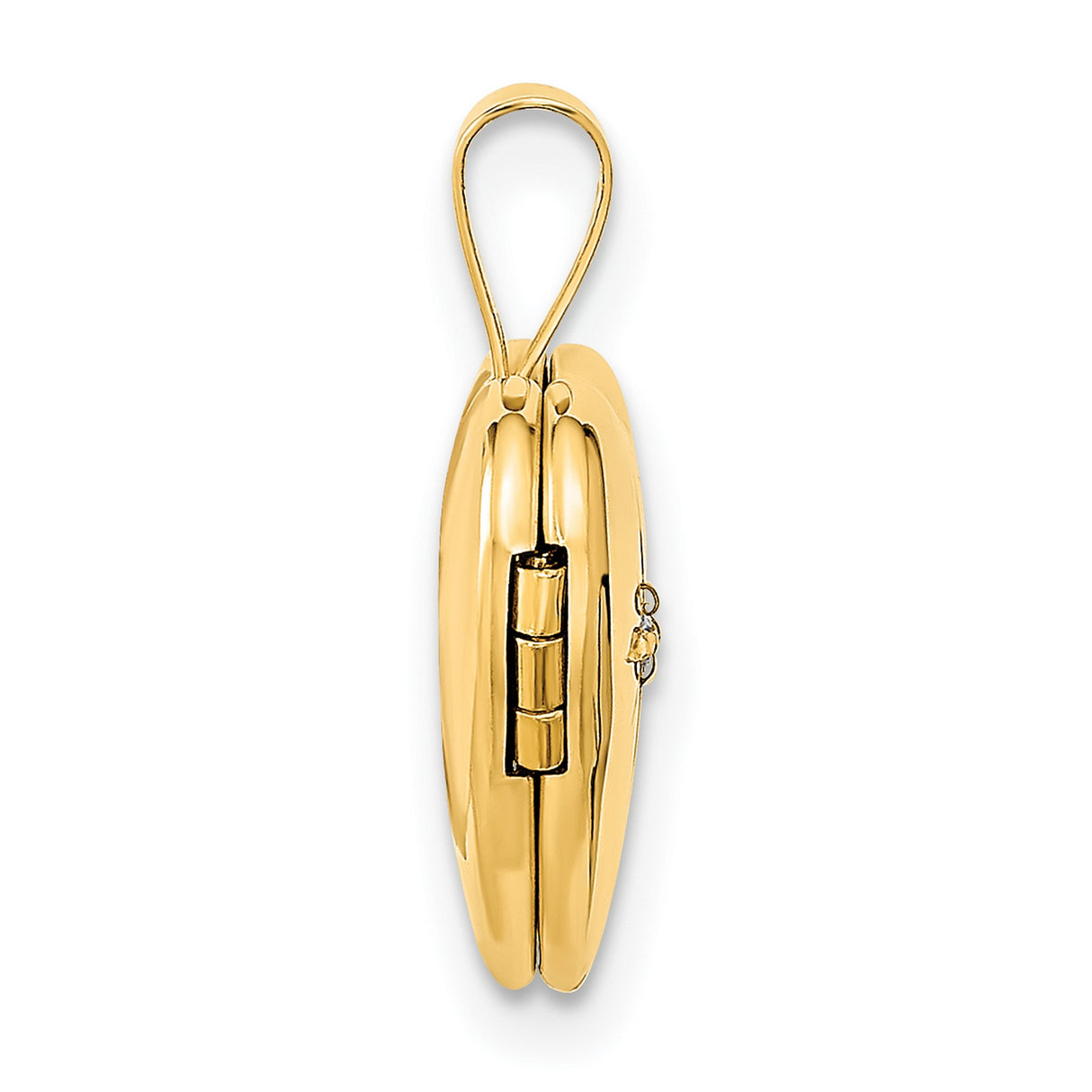 14k Yellow Gold Heart Locket Pendant with Diamond Accent and Starburst Engraving