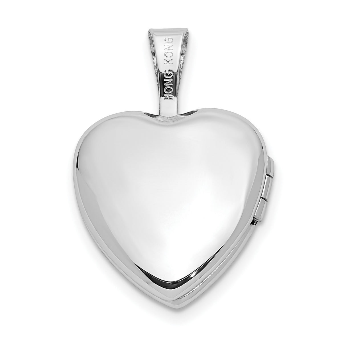14k White Gold Heart Locket Pendant with Diamond Accent, Starburst Design