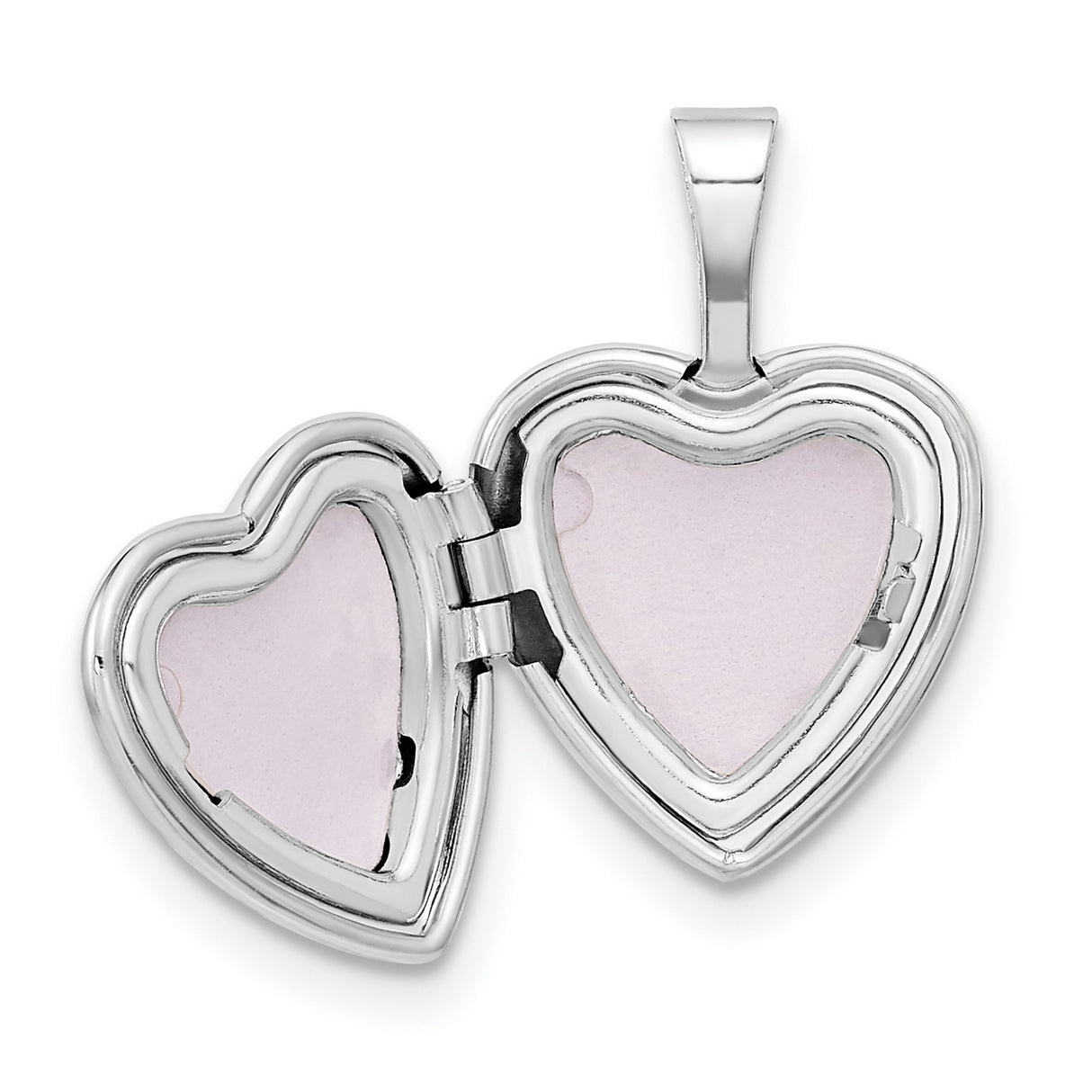 14k White Gold Heart Locket Pendant with Diamond Accent, Starburst Design
