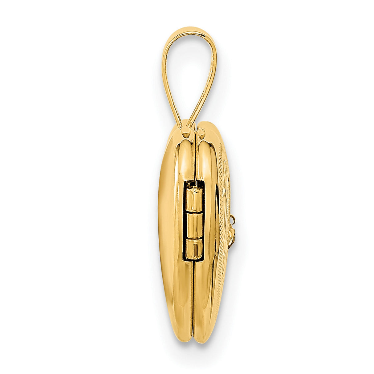 14k Yellow Gold Heart Locket Pendant with Diamond, Scrollwork and Starburst Design