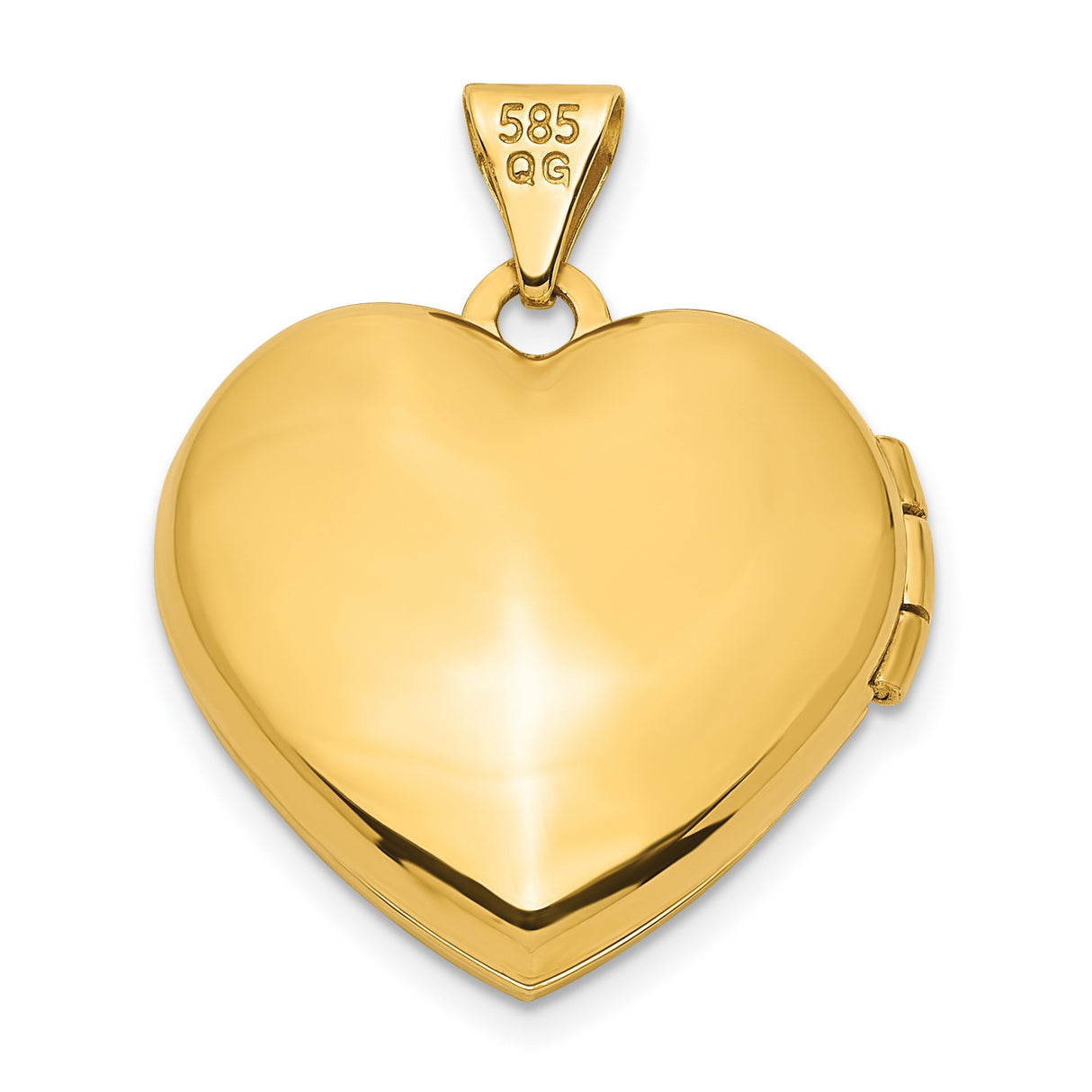 14k Yellow Gold Heart Locket Pendant with Brushed Finish and Beaded Edge for Women