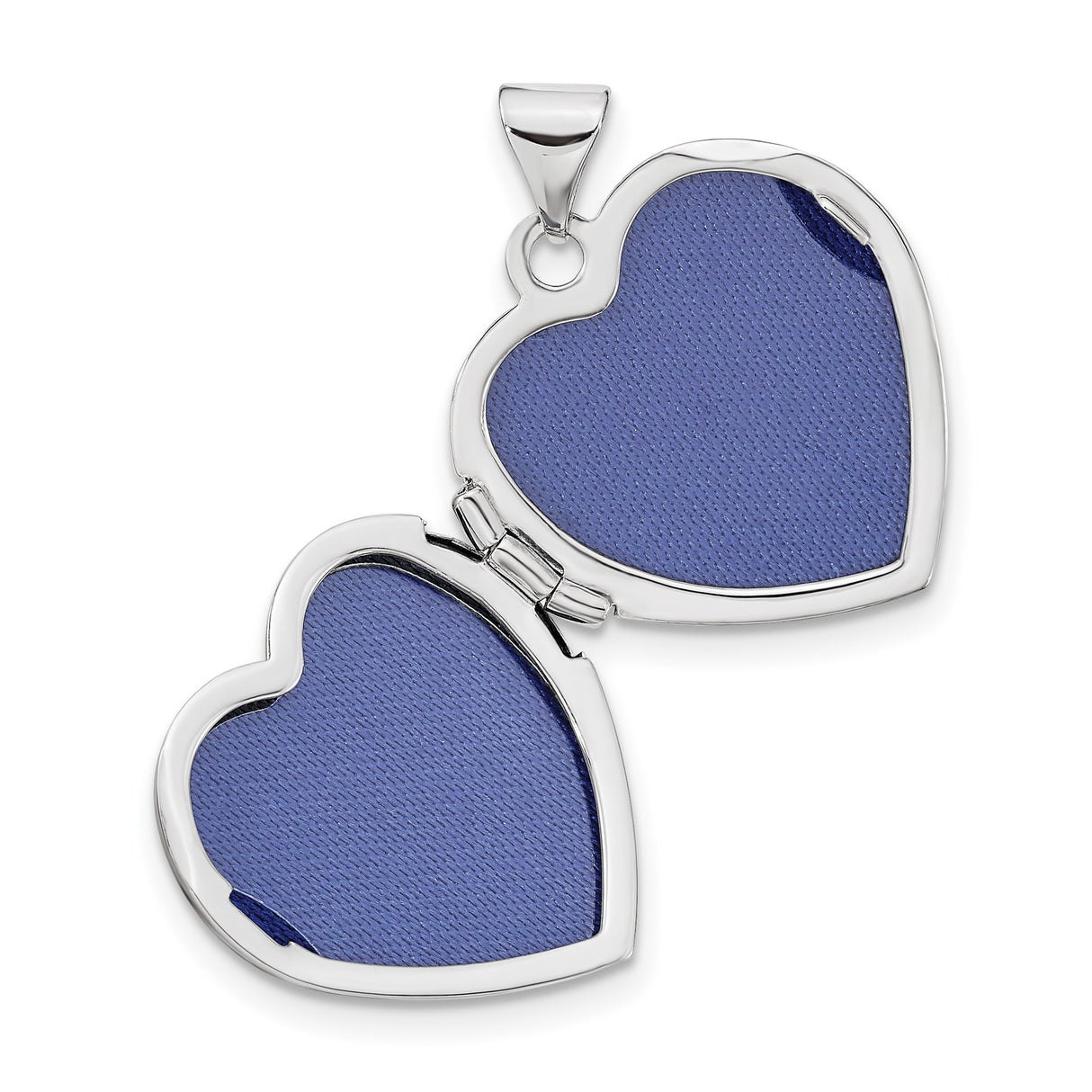 14k White Gold Heart Shaped Locket Pendant with Brushed Center and Beaded Edge