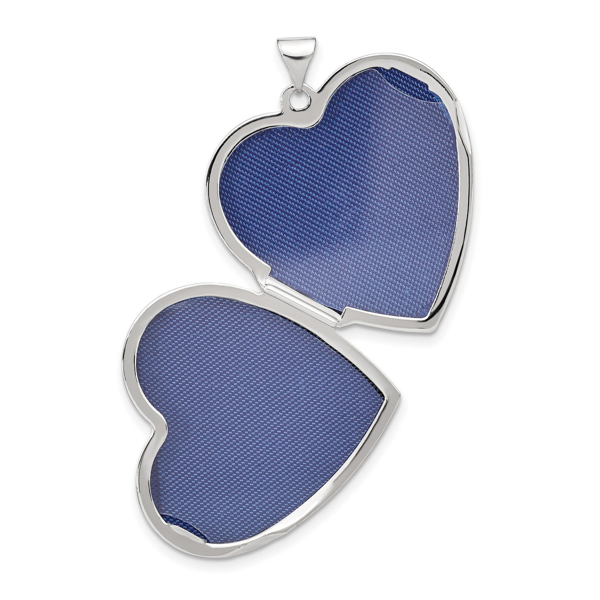 14k White Gold Heart Locket Pendant with Diamond Accents, Modern Curved Design for Women