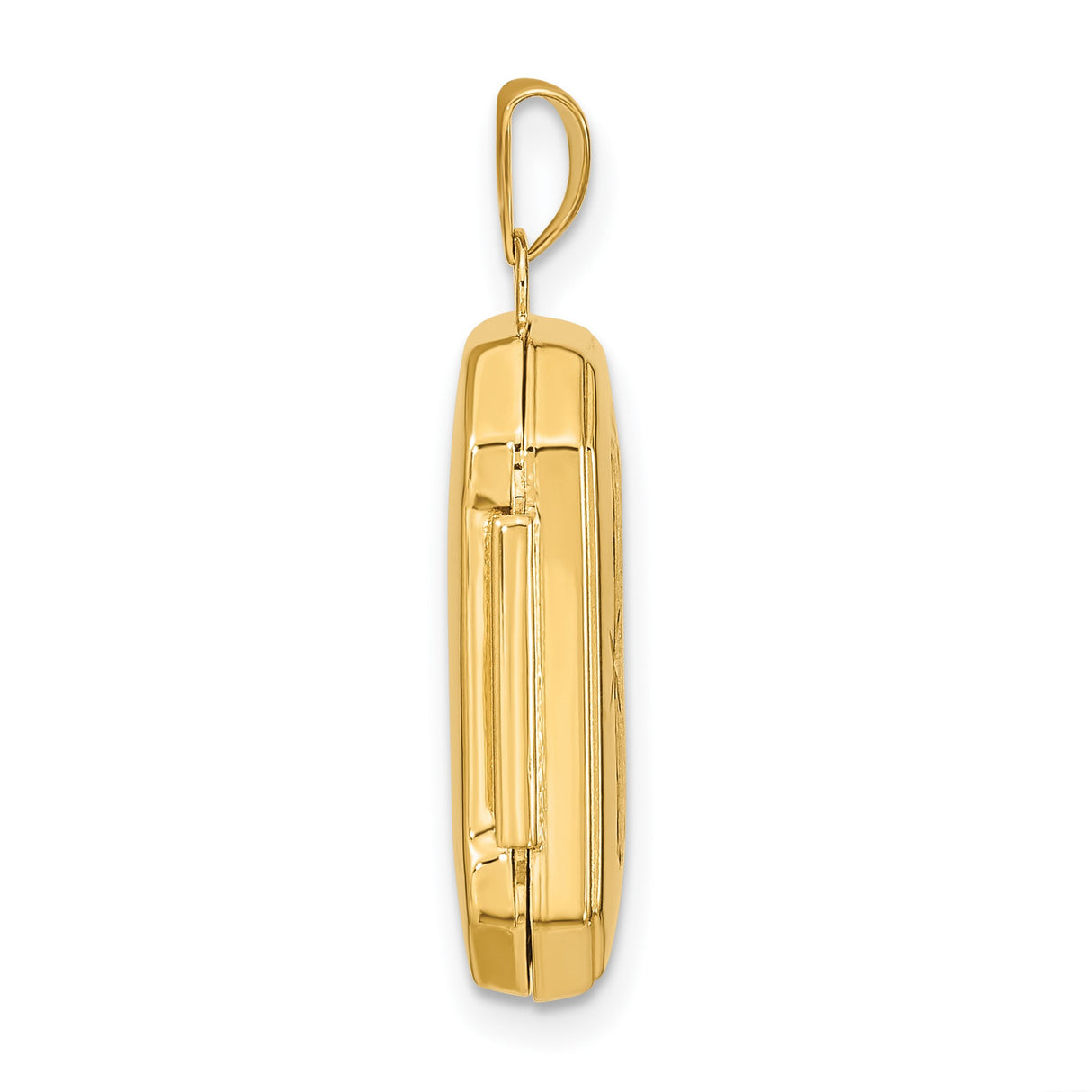 14k Yellow Gold Rectangular Locket Pendant with Brushed Finish and Starburst Design