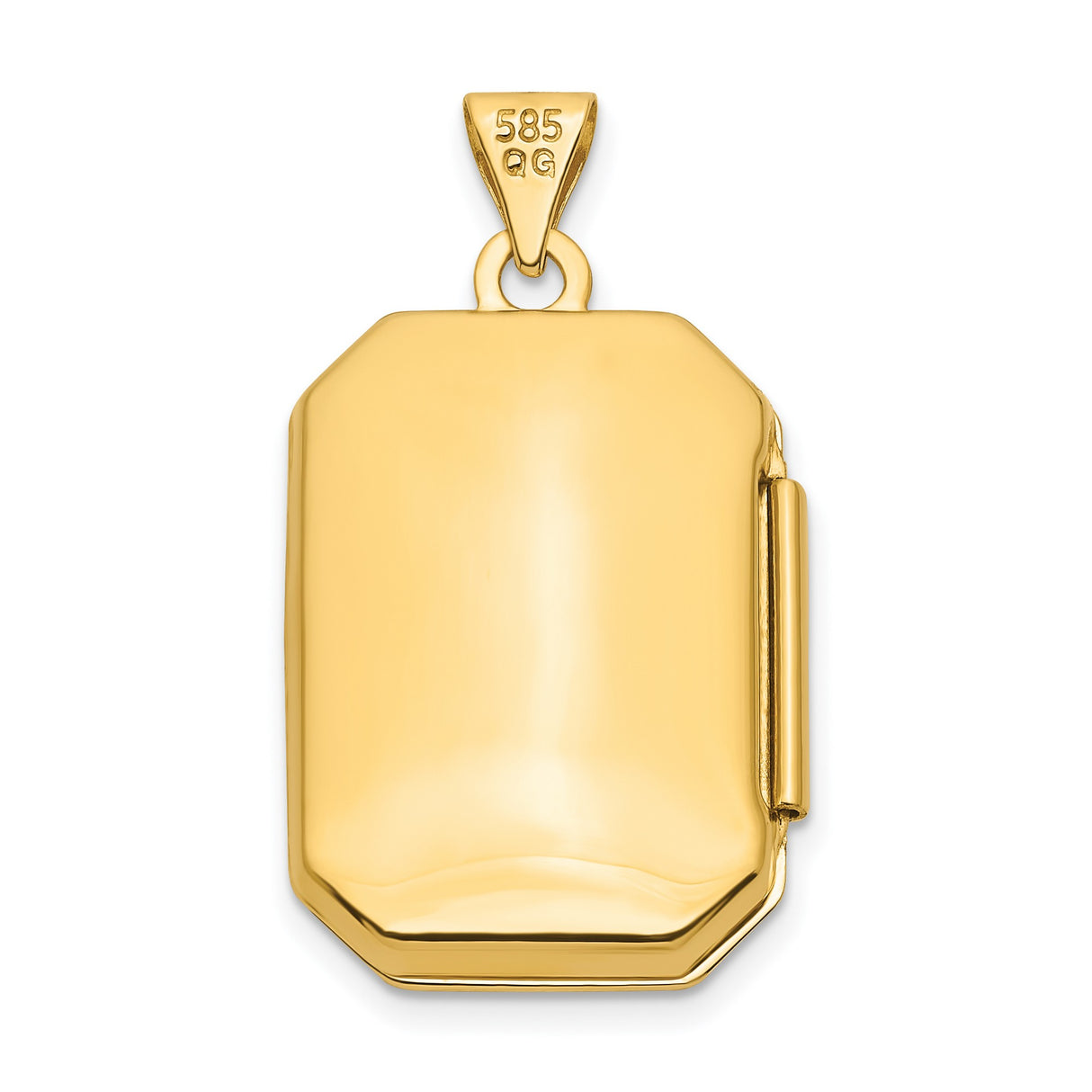 14k Yellow Gold Rectangular Locket Pendant with Brushed Finish and Starburst Design