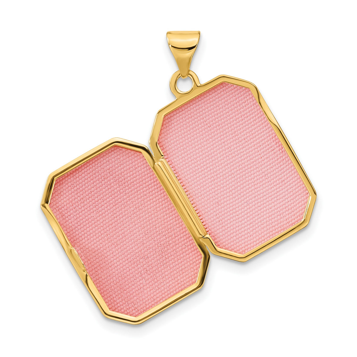 14k Yellow Gold Rectangular Locket Pendant with Brushed Finish and Starburst Design