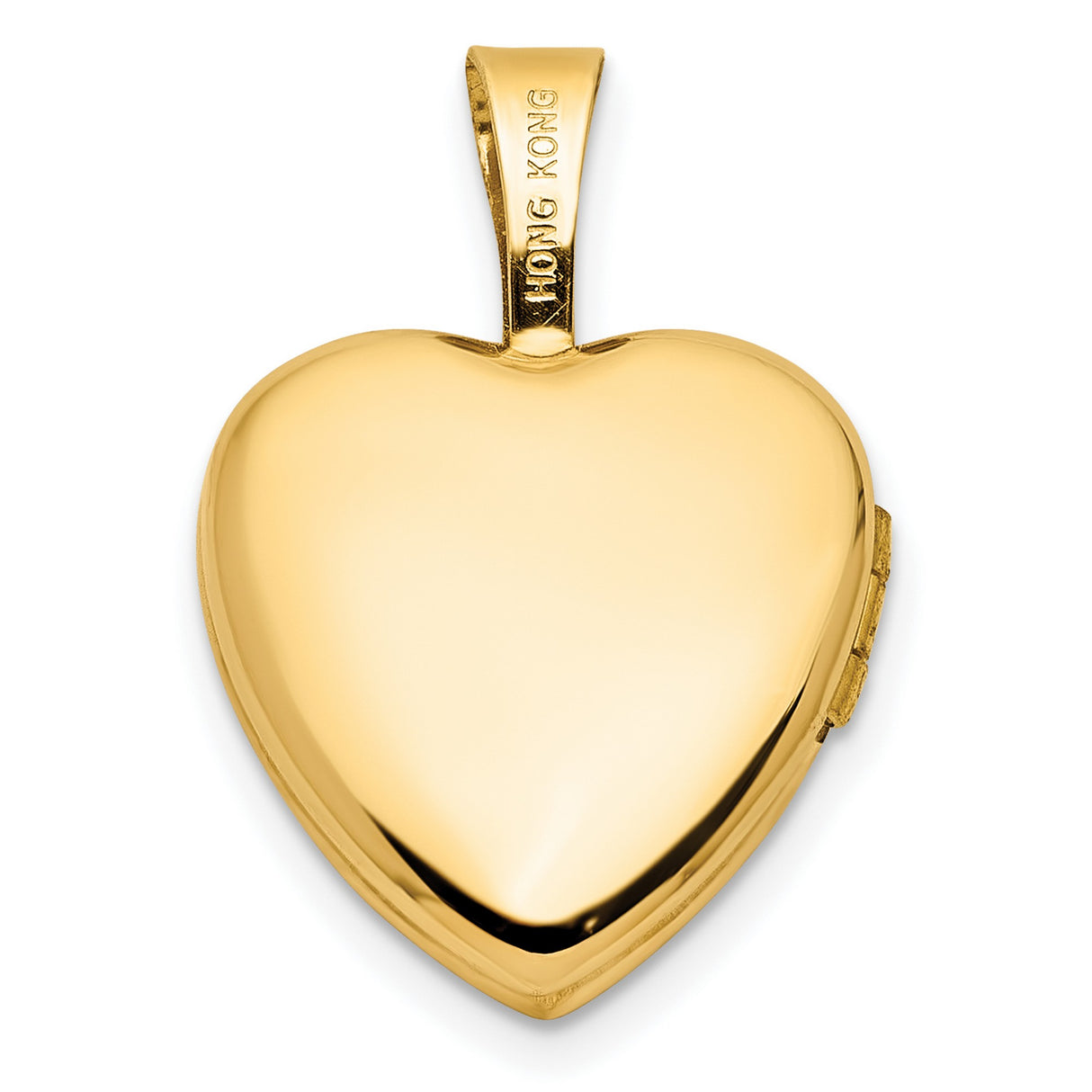 14k Yellow Gold Heart Shaped Butterfly Locket Pendant with Satin Finish and Engraving for Women
