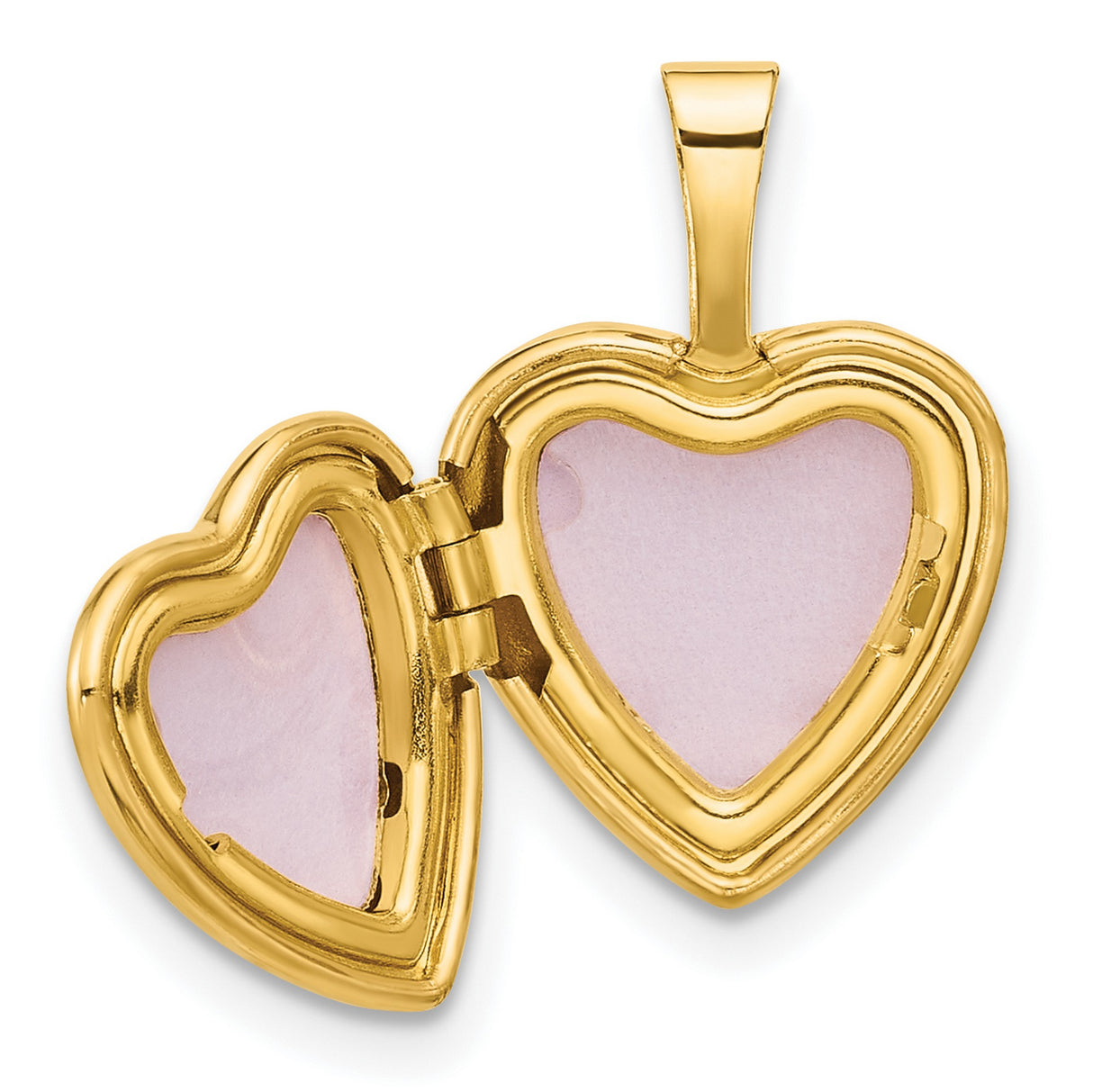 14k Yellow Gold Heart Shaped Butterfly Locket Pendant with Satin Finish and Engraving for Women