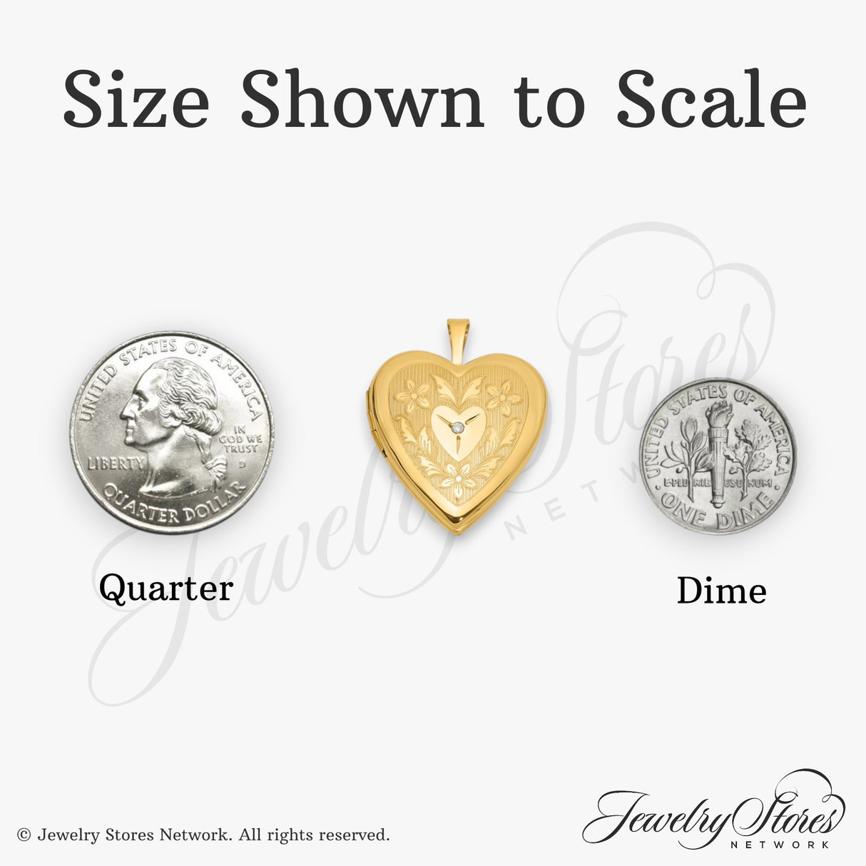 14k Yellow Gold Heart Locket Pendant with Diamond Accent and Floral Engraving for Women