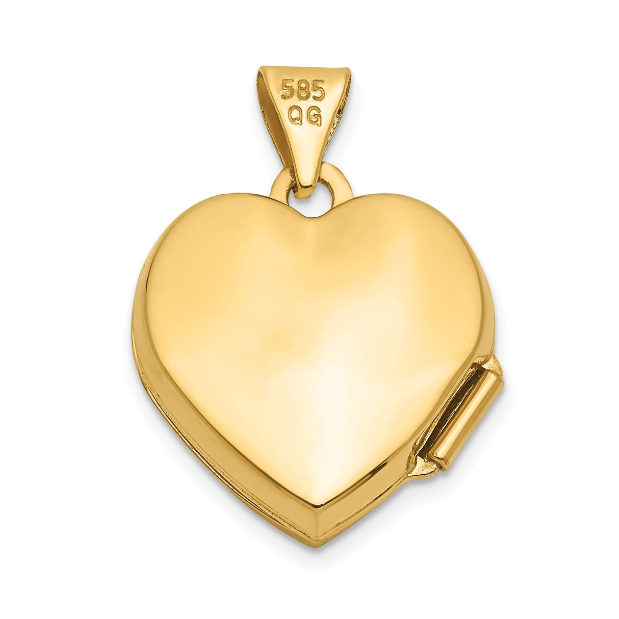 14k Yellow Gold Heart Locket Pendant with Floral Engraving and I Love You Message for Women