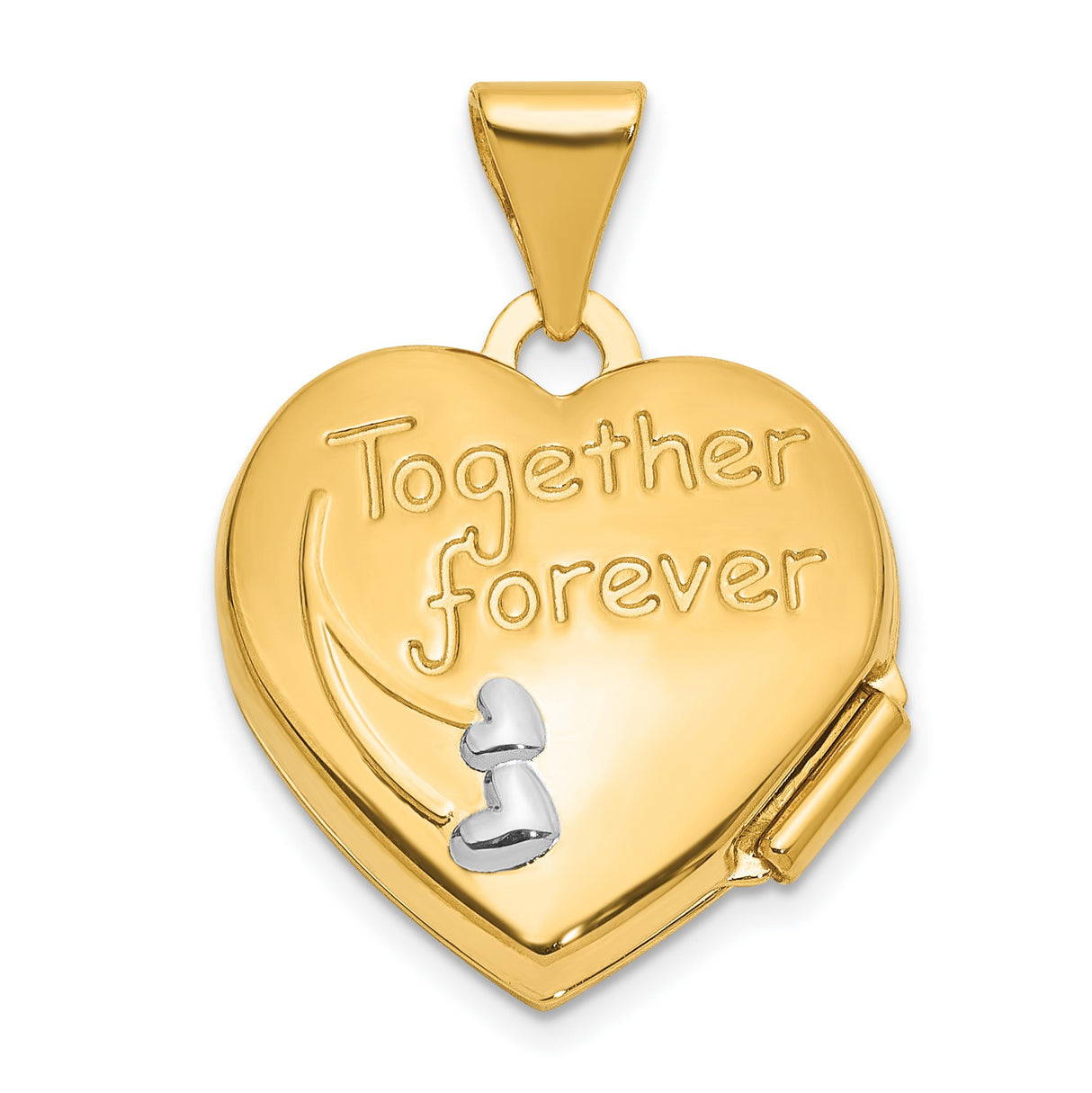 14k Multi-Tone Gold Heart Locket Pendant with Dove and Rhodium Accents, Christian Memorial Jewelry