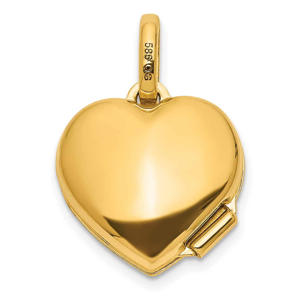 14k Yellow Gold Heart Locket Pendant with Cubic Zirconia Bee Wings, Nature-Inspired Charm
