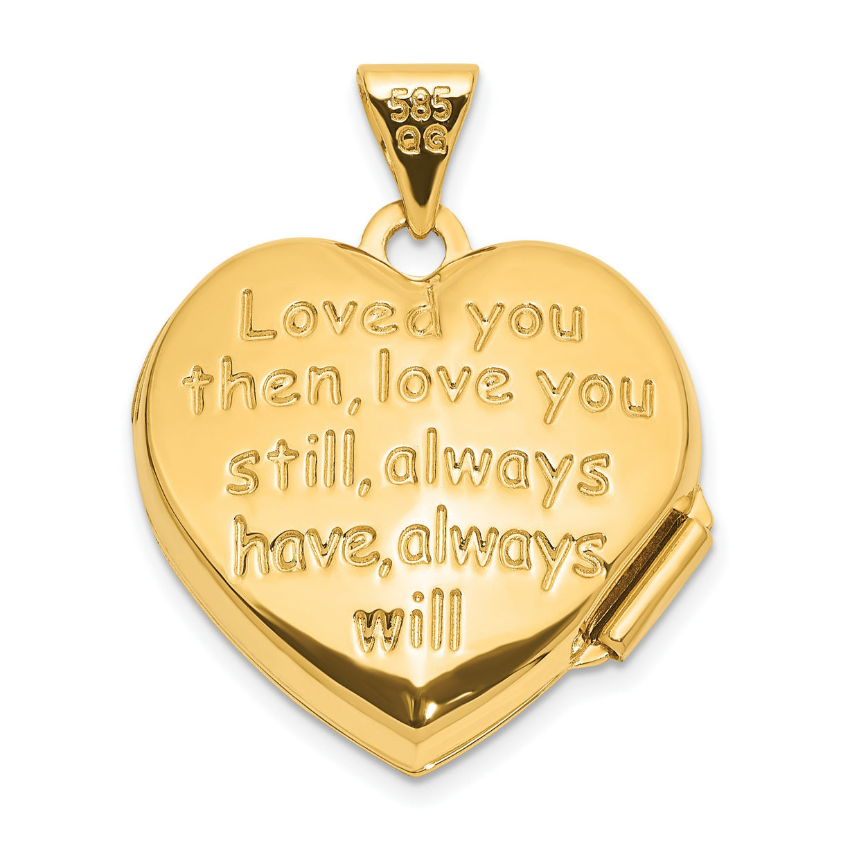 14k Yellow Gold Heart Locket Pendant with Scrollwork and Heart Motifs for Women