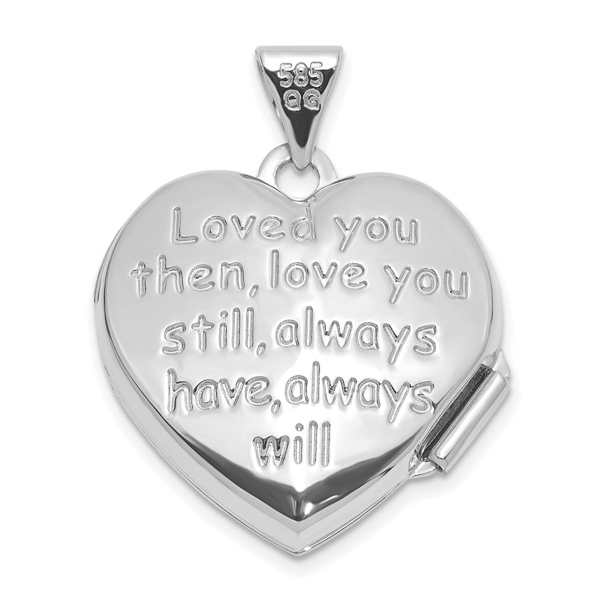 14k White Gold Heart Locket Pendant with Scrollwork and Multi Heart Design for Women