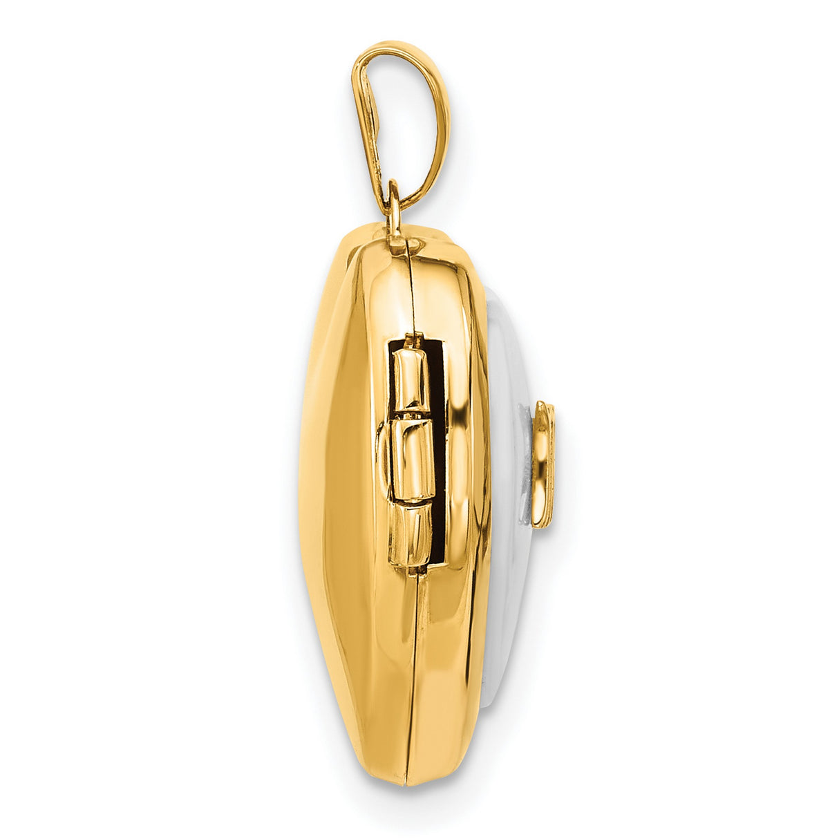 14k Yellow Gold Heart Shaped Mom Locket Pendant with Agate, Polished Finish, Sentimental Jewelry