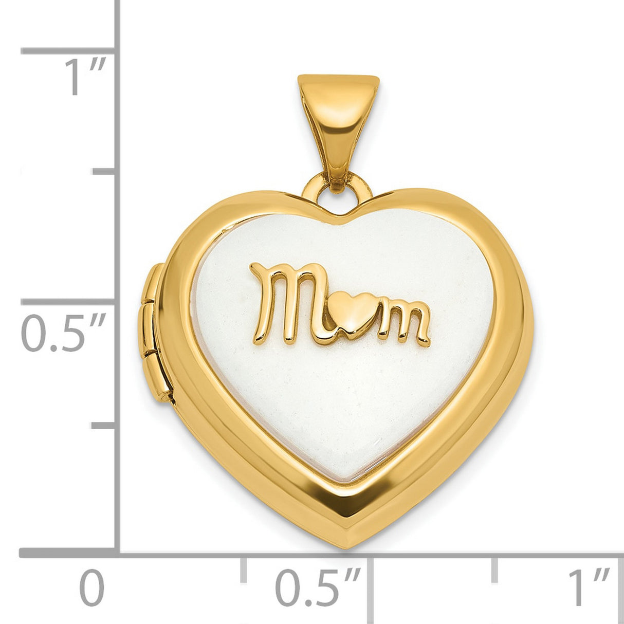 14k Yellow Gold Heart Shaped Mom Locket Pendant with Agate, Polished Finish, Sentimental Jewelry