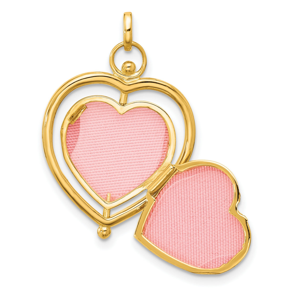 14k Multi-Tone Gold Heart Locket Pendant with Floral Accents and Mum Design