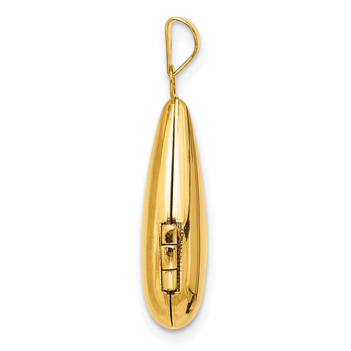 14k Yellow Gold Teardrop Locket Pendant, Polished Memorial Jewelry Keepsake for Women