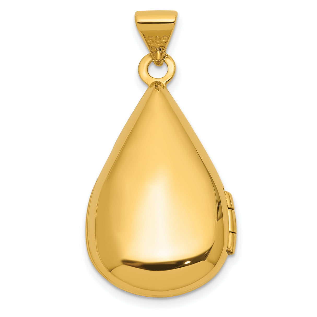 14k Yellow Gold Teardrop Locket Pendant, Polished Memorial Jewelry Keepsake for Women